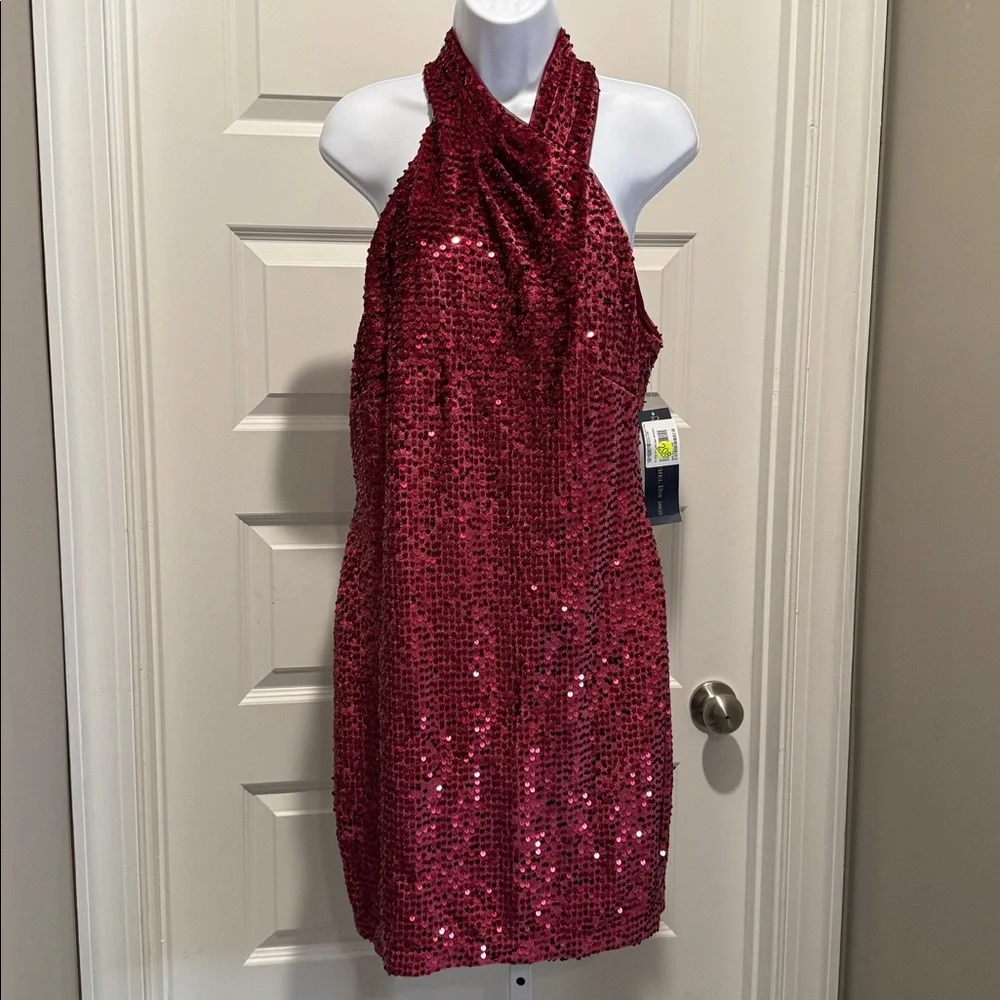 Rachel Roy‎ Sequin Halter Dress XL NWT Party Cocktail Holiday Glam